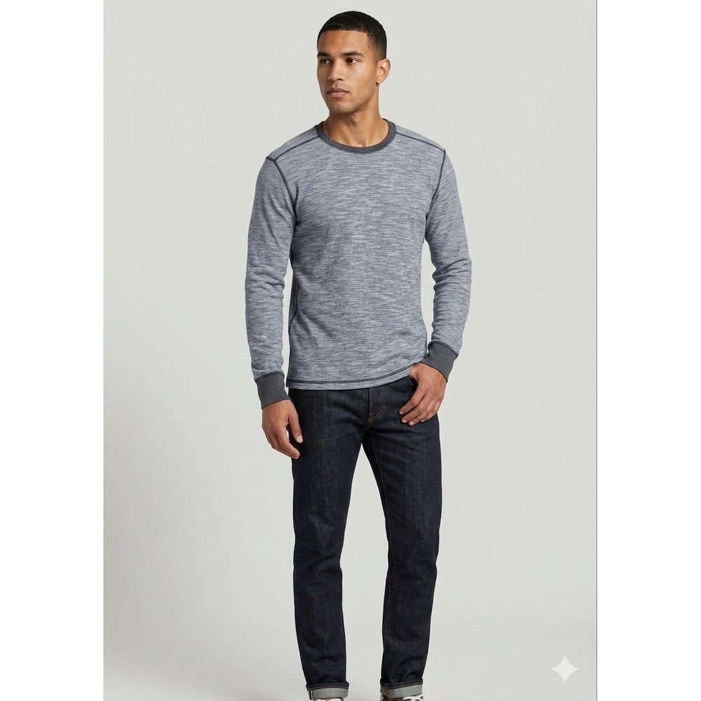 Jack Spade Warren Street Long Sleeve Tee M Blue Striped Soft Preppy Coastal Top